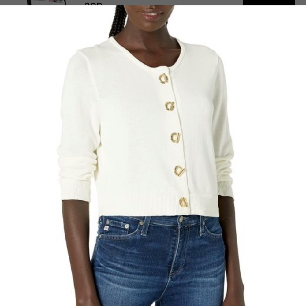 Calvin Klein: Cream Cropped Cardigan Sweater